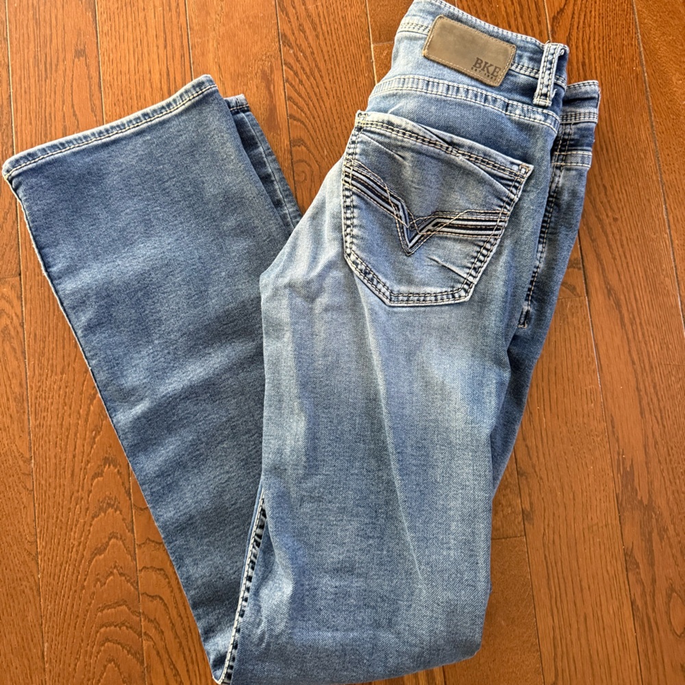 BKE Men's Light Blue Straight Jeans